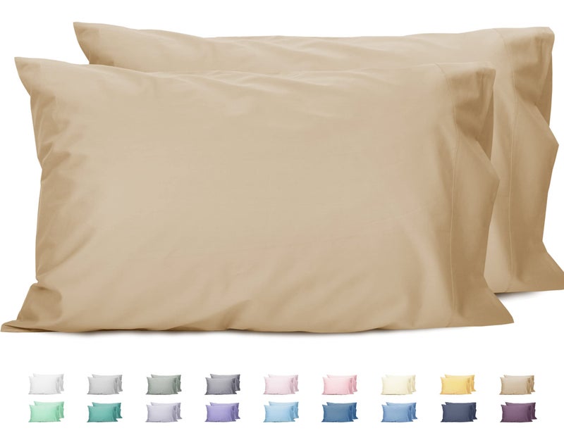 Sunflower Queen Pillowcases Set of 2  100% Cotton Queen Size Pillow Cases 2  20?30 inches Sandshell  Soft and Breathable - Image 1